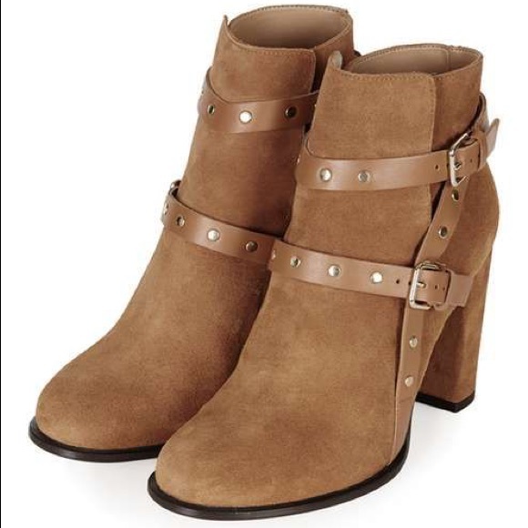 Topshop Suede Stud Strap Boots - Picture 2 of 7